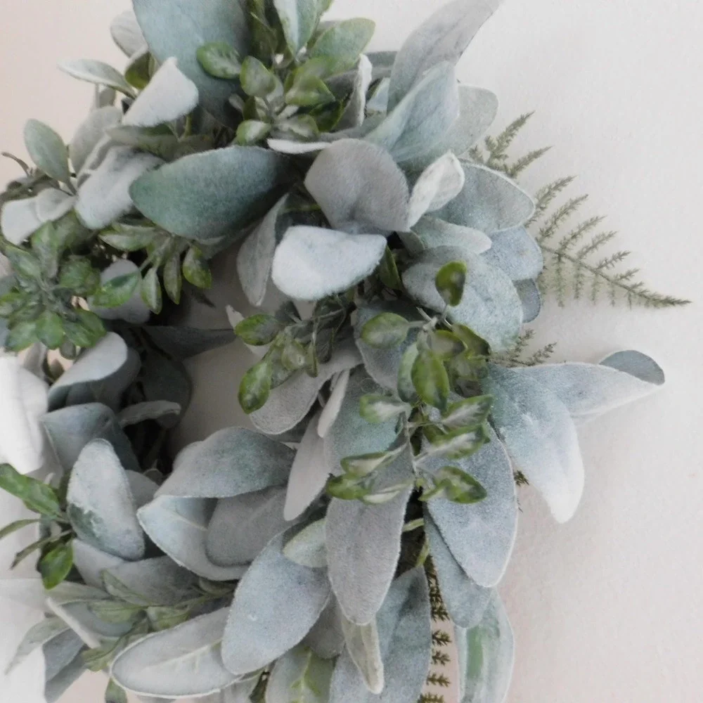 Small Lambs Ear Wreath, Small Cabinet Wreath, Mini Window Wreath, Mini Lambs Ear